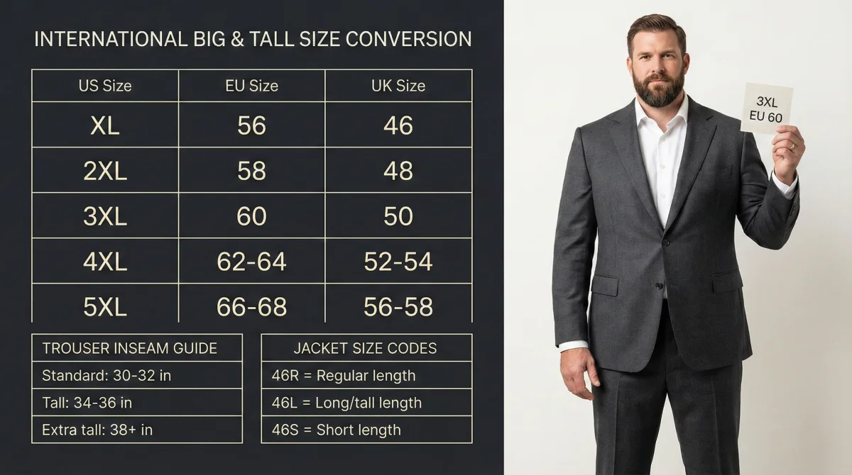 Big and tall size chart - How to read it