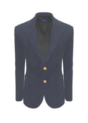 Navy Blue Denim Twill Two-Button Blazer