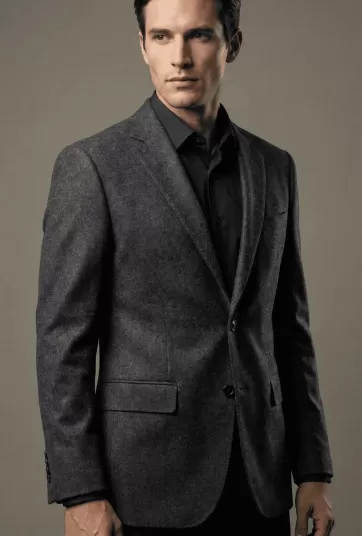 Charcoal Gray Felt Wool Two-Button Blazer-2