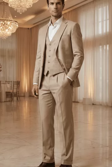 Cream Khaki Twill Wedding Pants-5