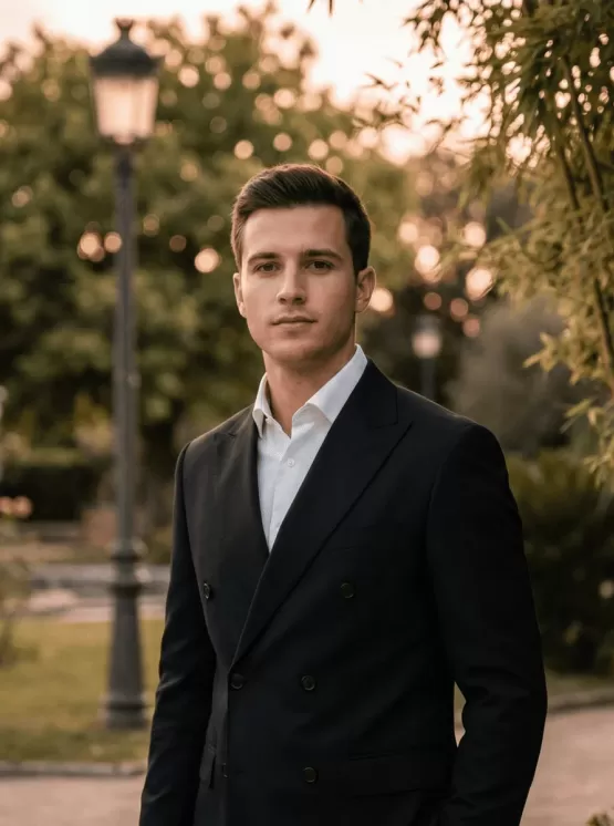 Custom black tuxedo & white shirt inner