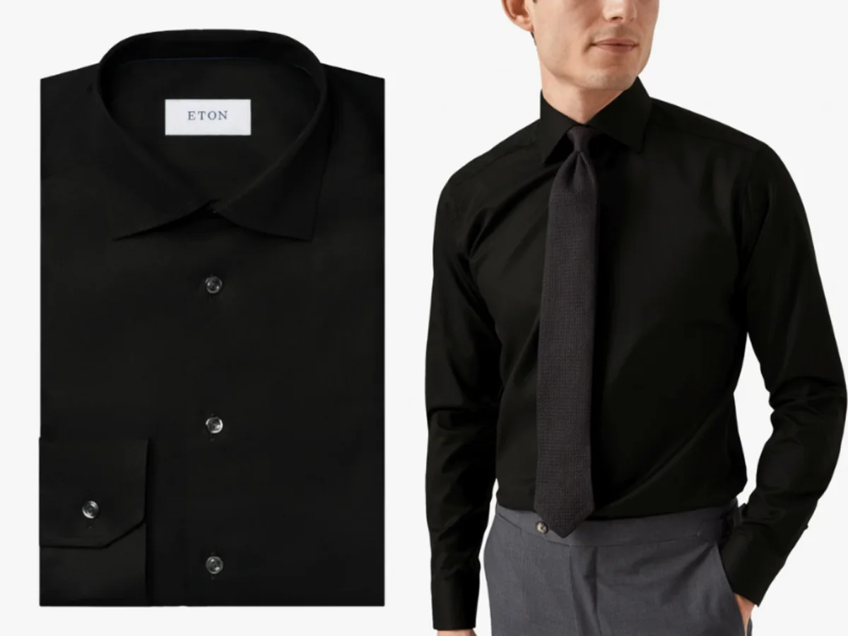 Black Slim Fit Signature Twill Shirt - Eton