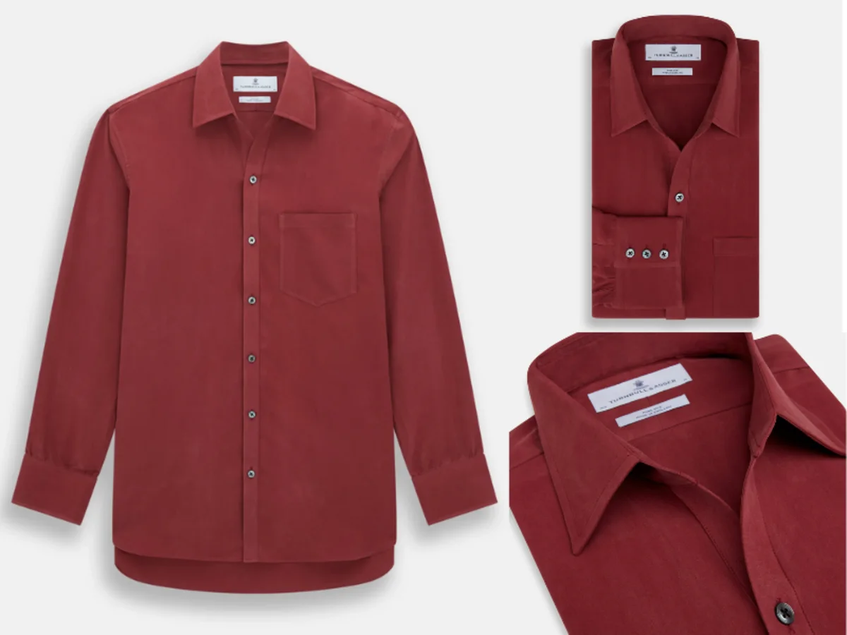 Turnbull & Asser - Burgundy Silk Chelsea Shirt