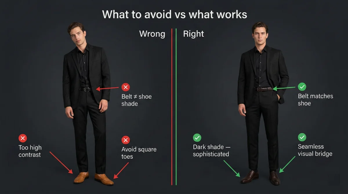 Common mistakes Common mistakes to avoid when wear black suit and brown shoes