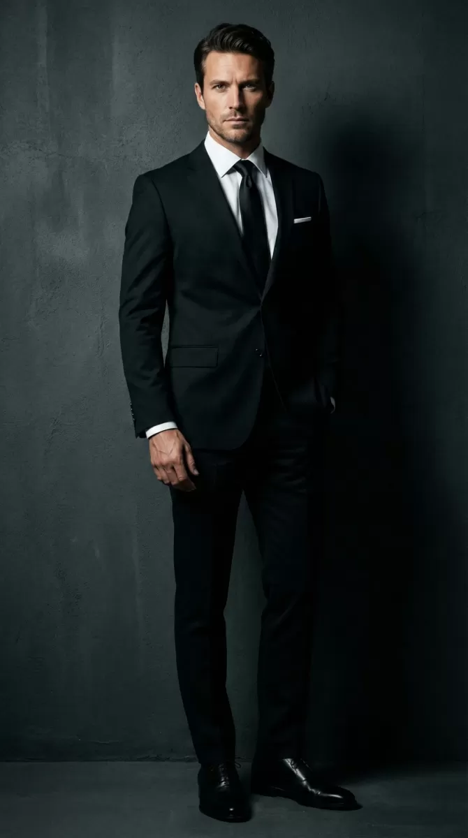 Black suit and white shirt Black suit and white shirt: The timeless anchor