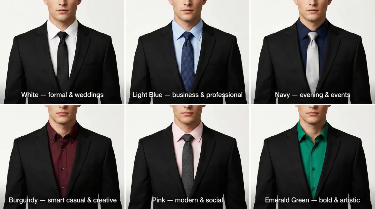 BSC-S3-04 Black suit and navy or dark blue shirt - Deep contrast authority