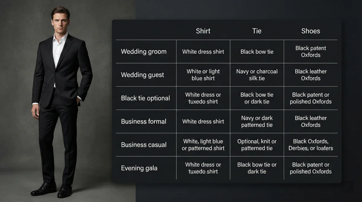 Black suit combinations by occasion-S8-03 Black tie optional-S8-03