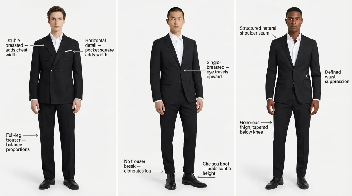 Black suit combinations by body type-S9-03 Black suit for short men-S9-03