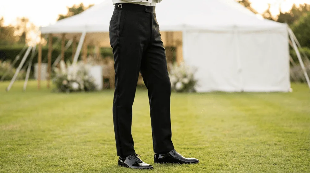 Trousers with silk braid