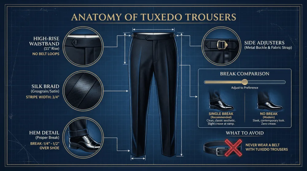 Trousers with silk braid