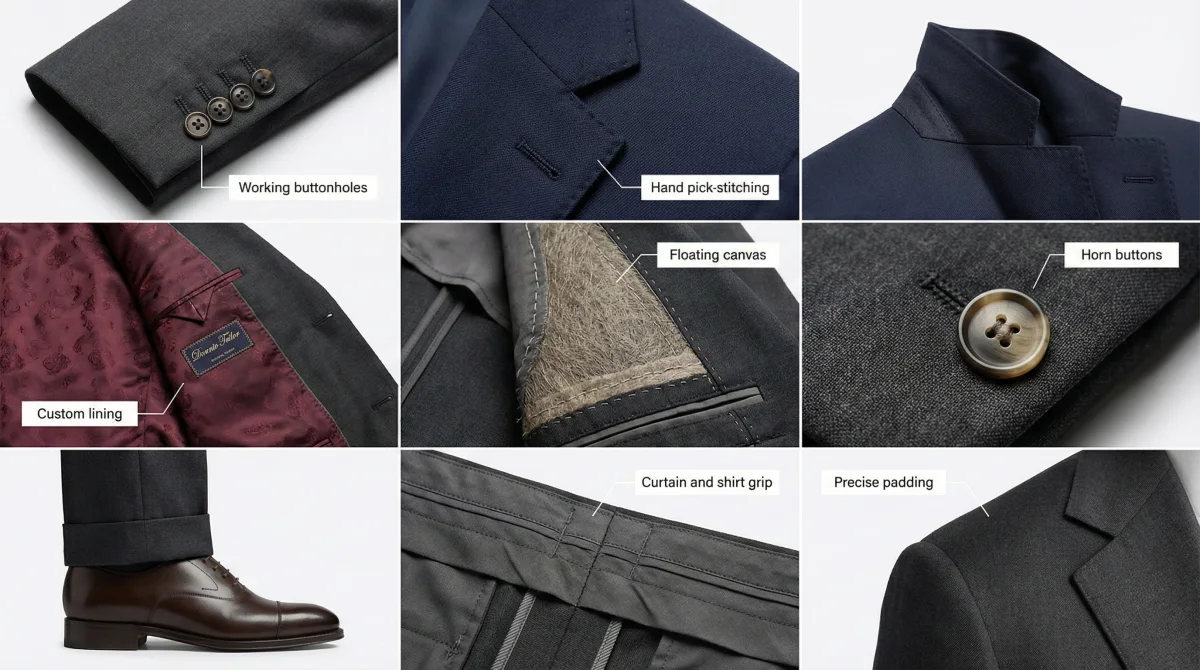 Grey Suits With Brown Shoes - 9.3 Construction details that signal quality