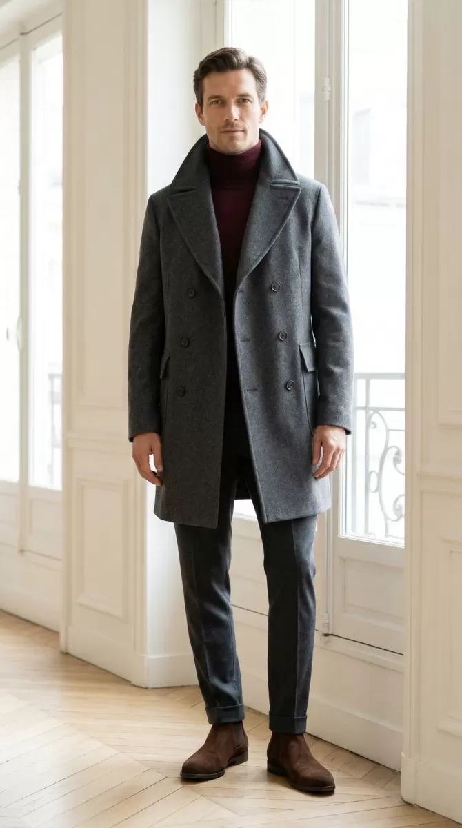 6.3-Gray long peacoat 6.3-Charcoal and gray long peacoat