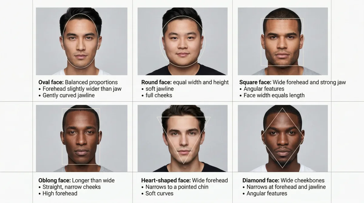The six face shapes and their key features