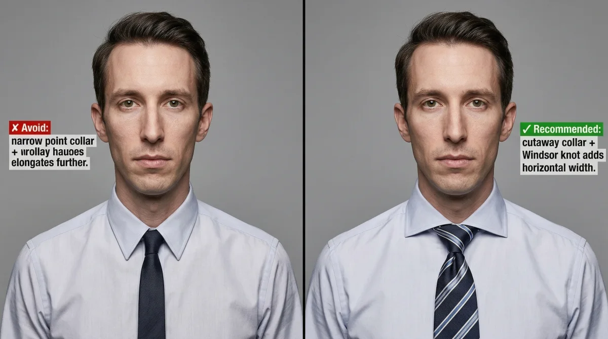 Oblong (long or rectangular) face - adding width and visual mass