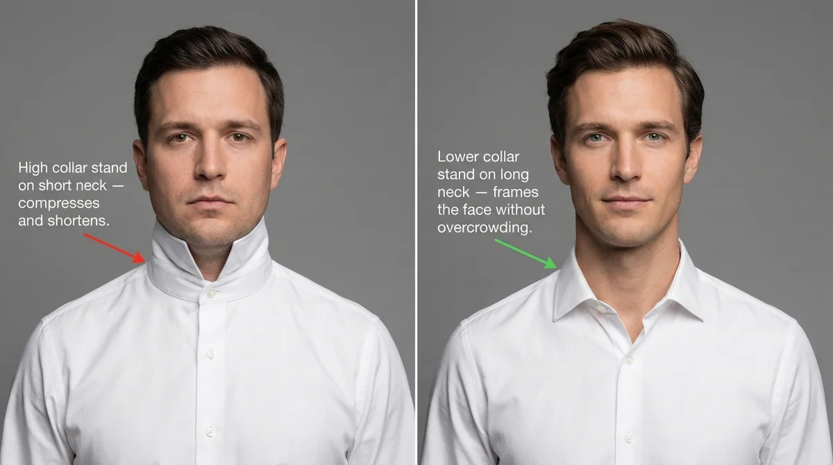 Shirt collar for men with short necks