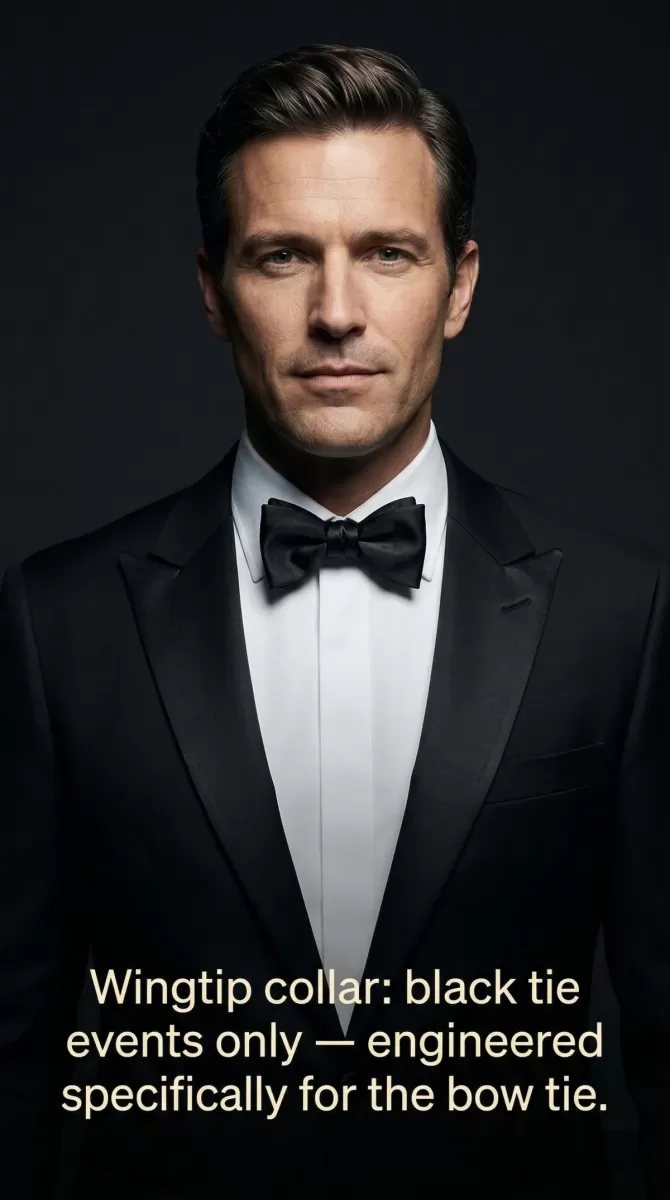 Wingtip collar for black tie
