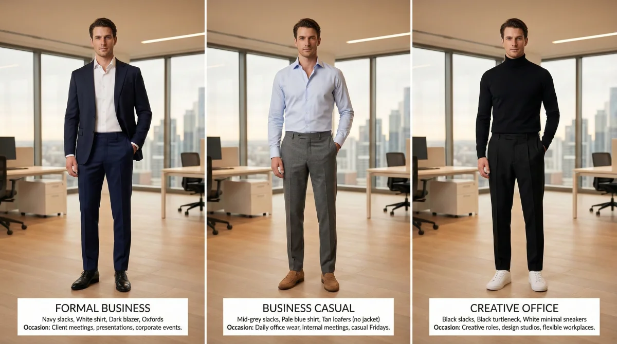 Slacks vs pants-Smart casual and evening styling