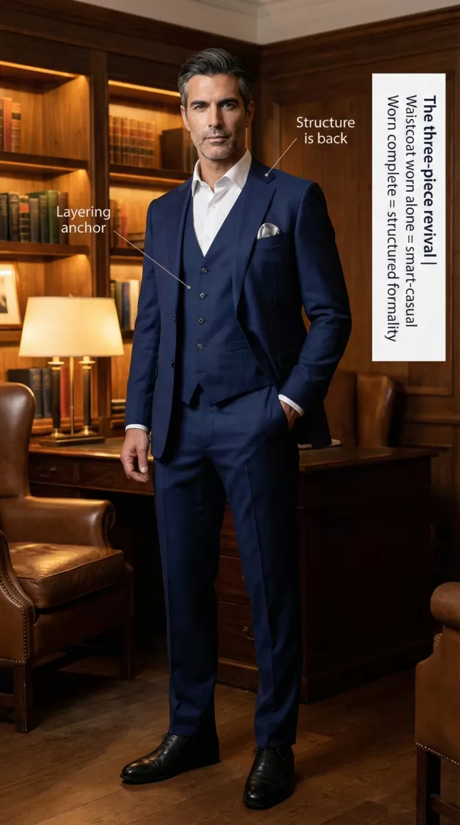 The return of structured tailoring and the three-piece revival