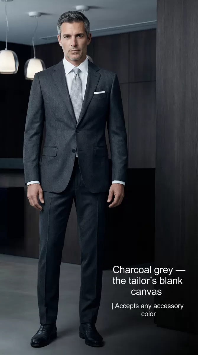 Charcoal grey authority with versatility