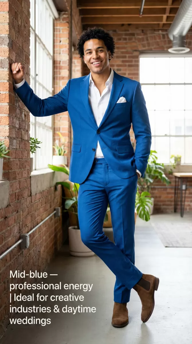 Mid-blue and royal blue modern and expressive