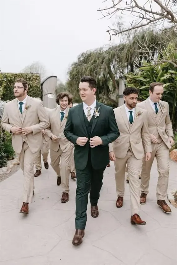 Brown shoes green wedding suits for men in australia