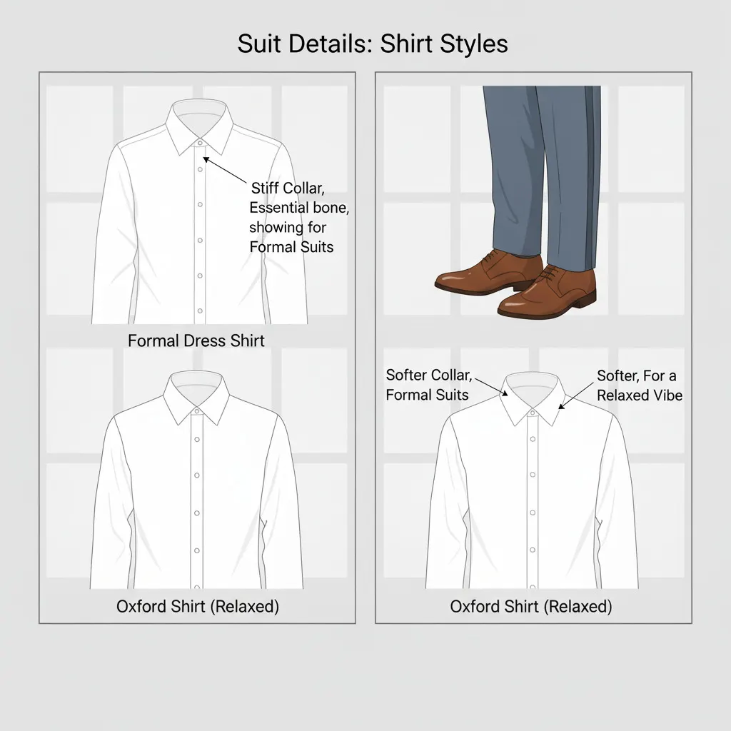 A white dress shirt with a stiff collar is essential
