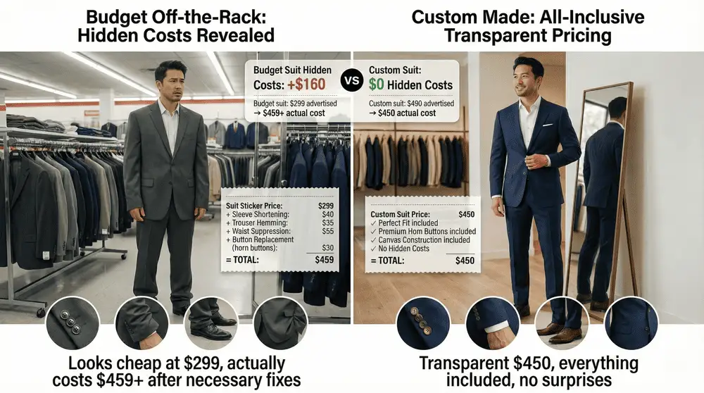 What are the hidden costs of buying a budget suit