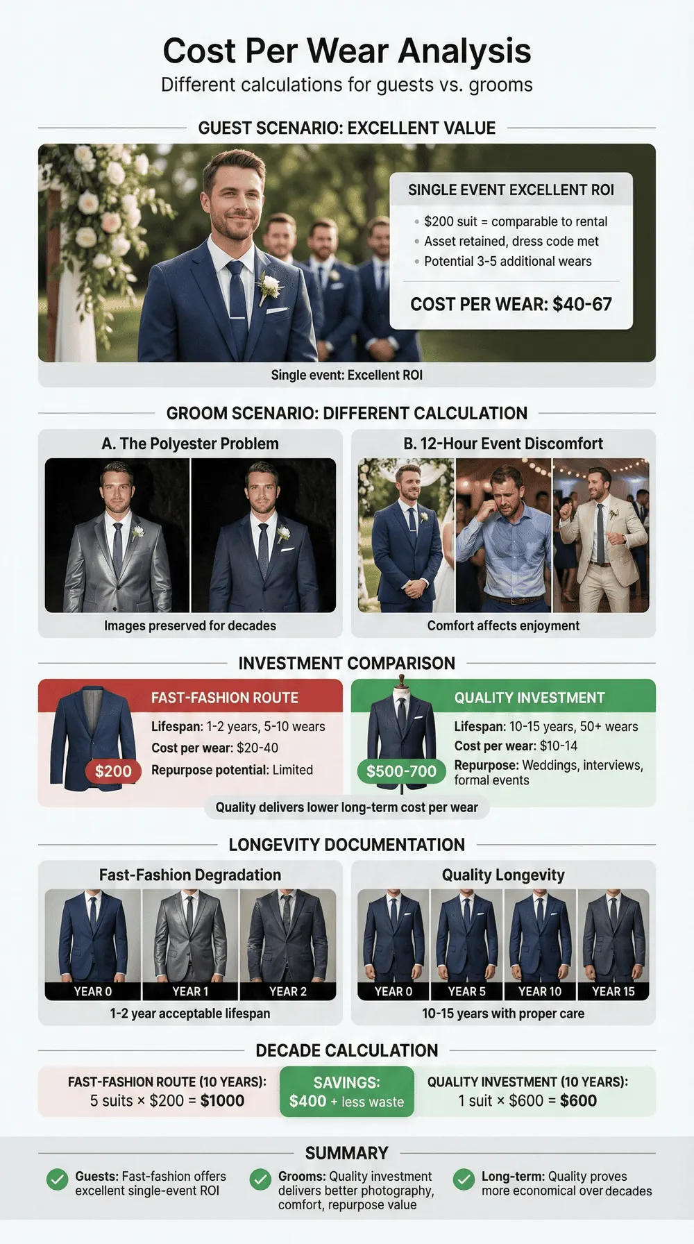 fast fashion brand have wedding suits Cost per wear analysis