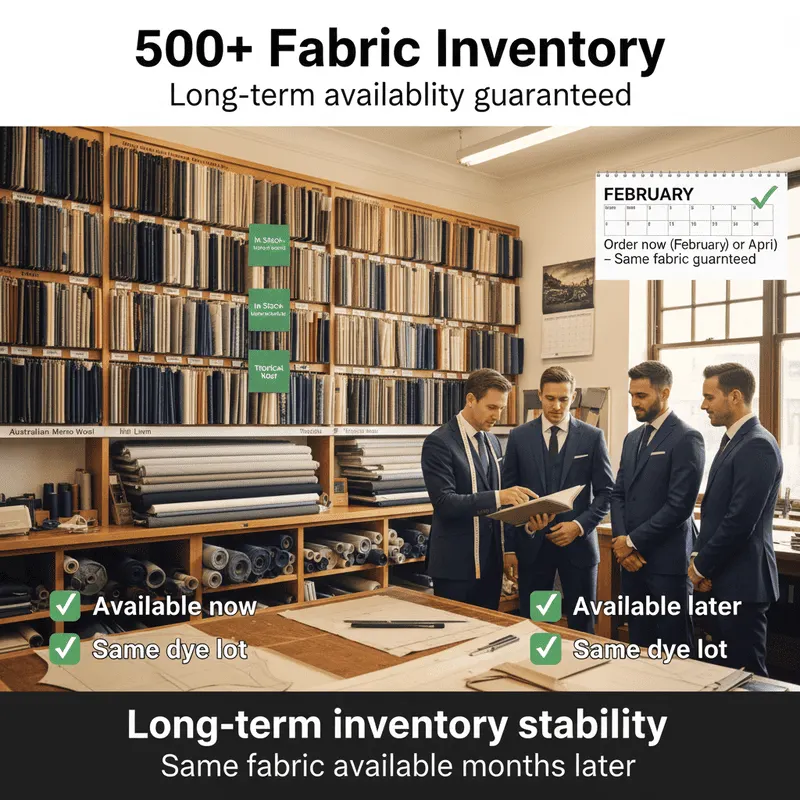 bespoke approach eliminates the pain points of off-the-rack suits Dunnio Solution - 500+ Fabrics in Long-Term Inventory