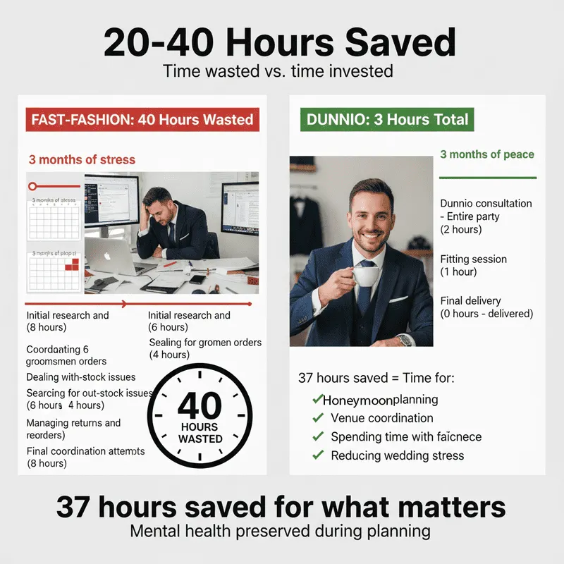 How Dunnio tailor's bespoke approach eliminates the pain points of off-the-rack suits Long-Term Value - 20-40 Hours Saved