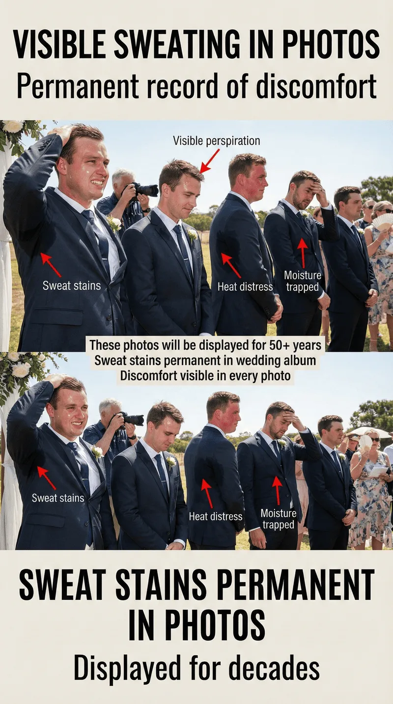 How Dunnio tailor's bespoke approach eliminates the pain points of off-the-rack suits Visible Sweating in Wedding Photos - Permanent Record