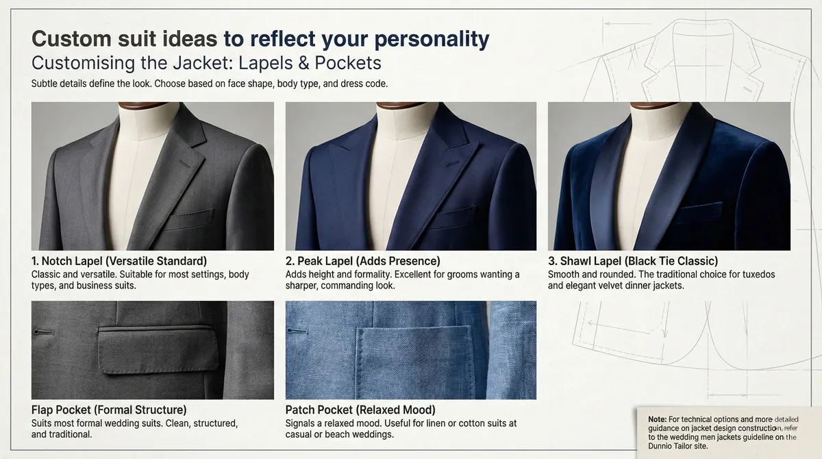 Wedding suits ideas by Dunnio Tailor Customising the jacket
