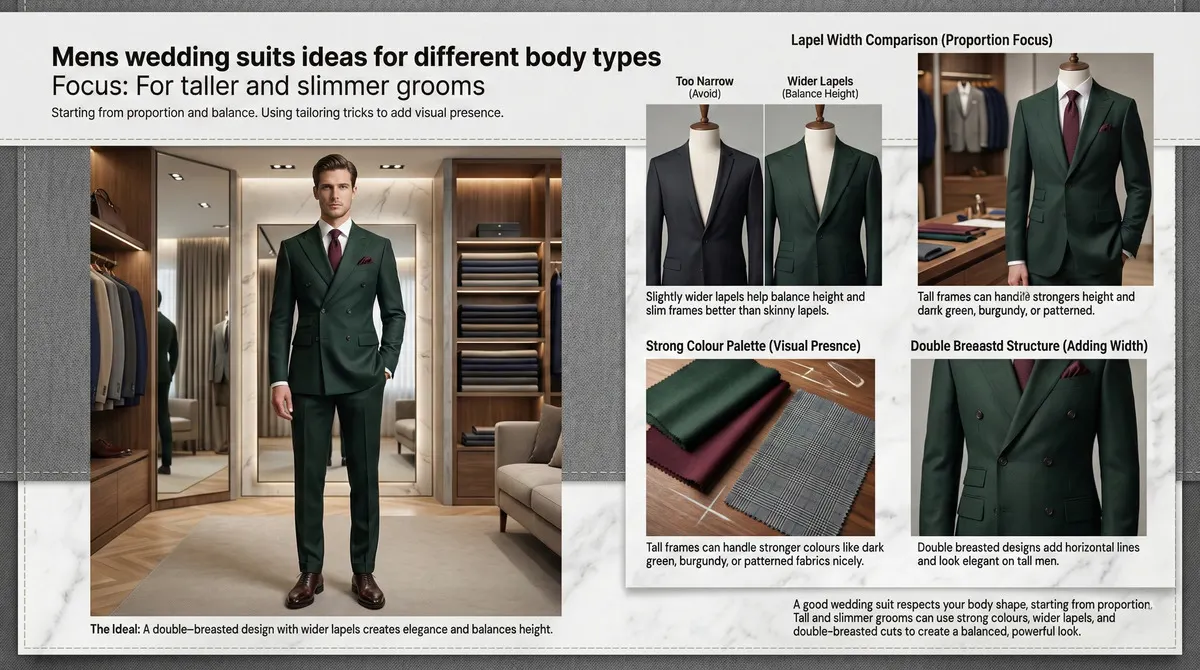 wedding suits ideas for men For taller and slimmer grooms