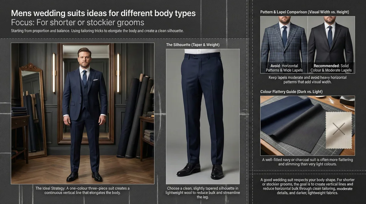wedding suits ideas For shorter or stockier grooms