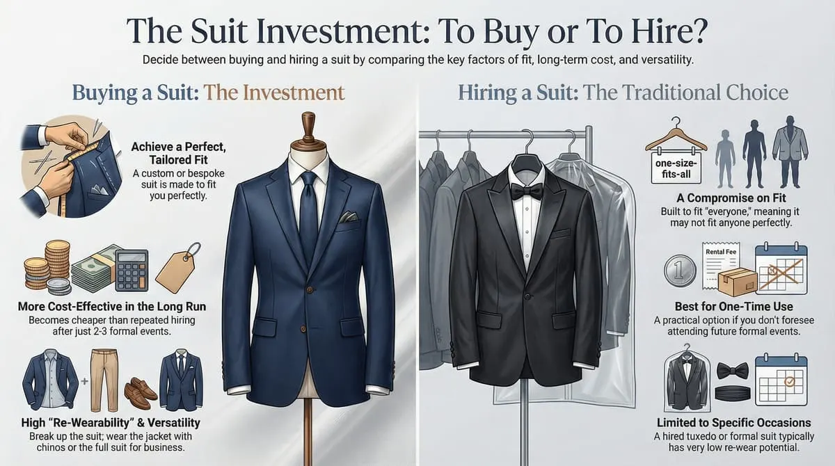 mens wedding suits vs tuxedo The investment perspective suit hire vs buy