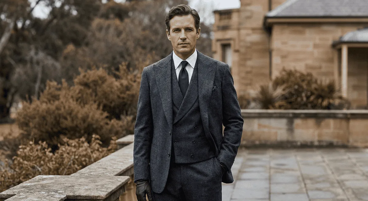 The Groom suits in winter wedding